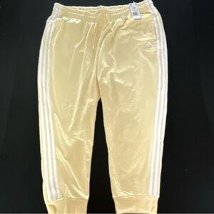 adidas Women’s 2X Jogger Pants Yellow Activewear Drawstring Elastic Waist